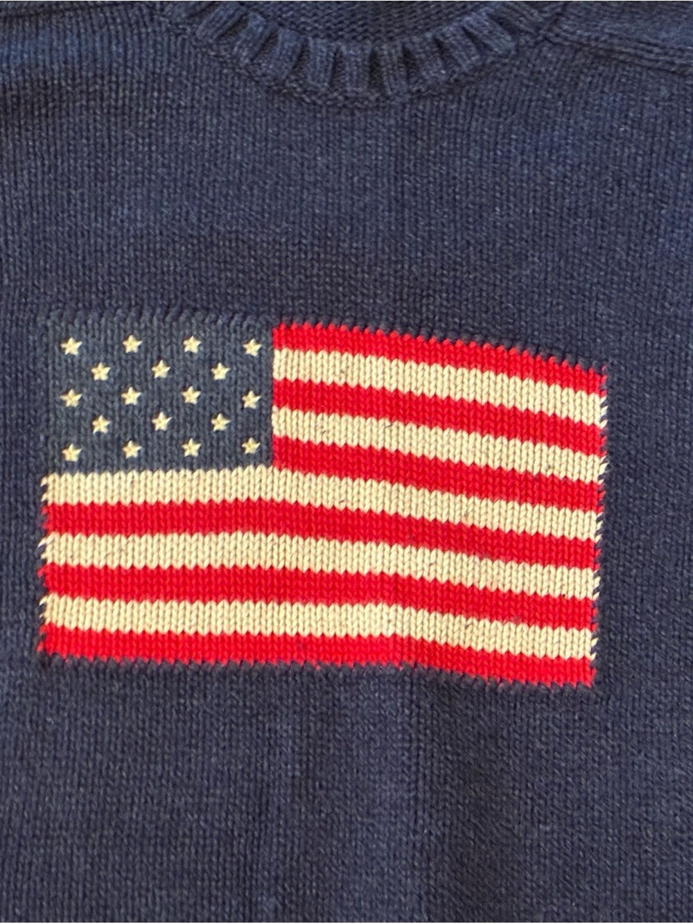 Vintage 90s Lands’ End American Flag Sweater 2X Americana USA - Picture 2 of 10